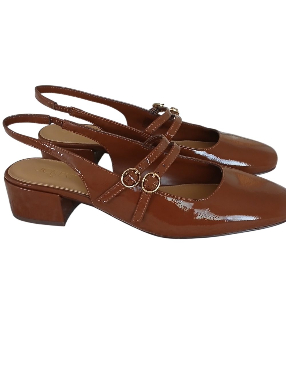 NEW J CREW Factory Slingback Mary Janes Women's 9 Mocha Double Strap Block Heel